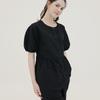 CHIQUITA Cotton Seersucker Blouse + Belt Black 250711Bk
