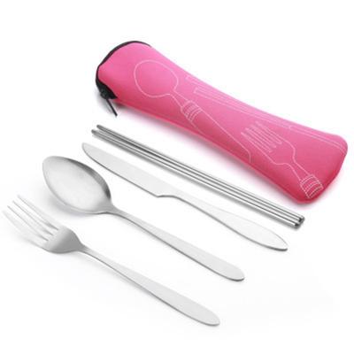 4 Sets Portable Cutlery Utensils Flatware Sets for Camping Outdoor Travel Hiking Work Lunch Premium Stainless Steel Portable Cutlery Set