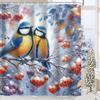 Christmas Festival Decorations Snow View Bird Pattern Bathroom Shower Curtain With 12 Hooks Home Bathroom Decor And Accessories