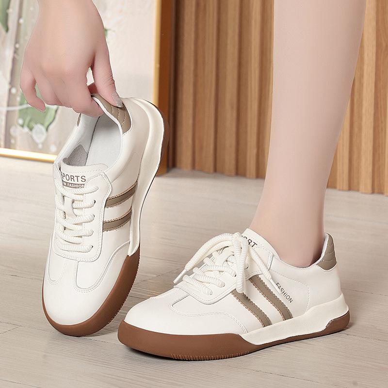 Retro Dexun Freizeitschuhe für Damen, Neue Damen Schuhe für Frühling und Herbst, Vielseitige Nischen Schnür-Sport-Weiße Schuhe