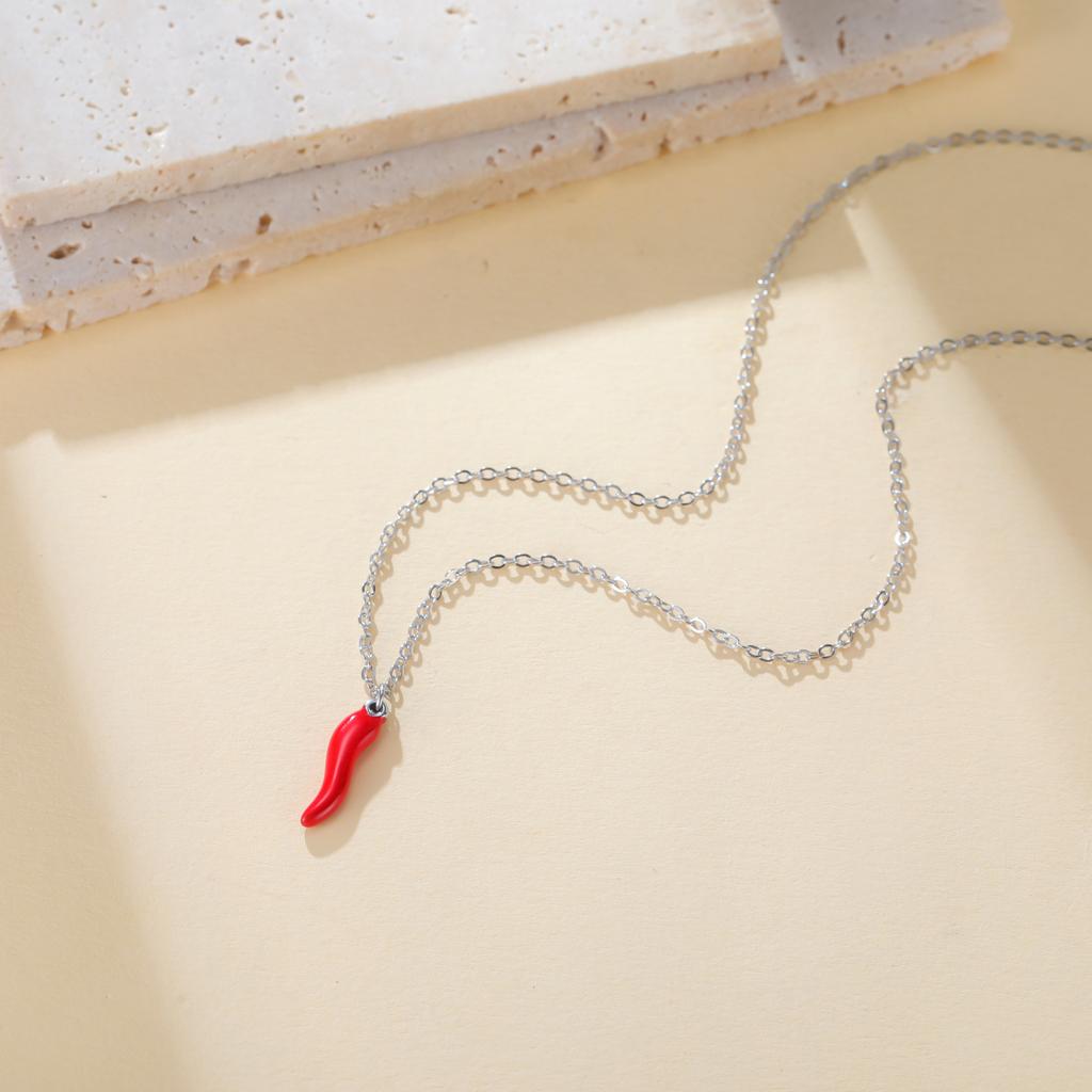 Cazador Red Color Enamel Italian Horn Necklace Gold Color Stainless Steel Necklaces Protection Jewelry Mother's Day Gifts