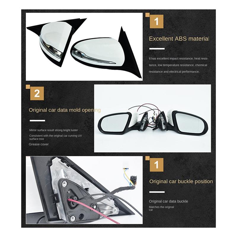 NEW-Side Power Folding Rearview Mirror Assy W/Blind Spot Heated For Mercedes Benz W205 C180 C200 C260 2014-2025