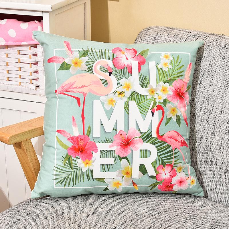Small Fresh Flamingo American Pastoral Nordic Style Pillow Set Car Sofa Cushion Pillow Cover Does Not Include Pillow Core