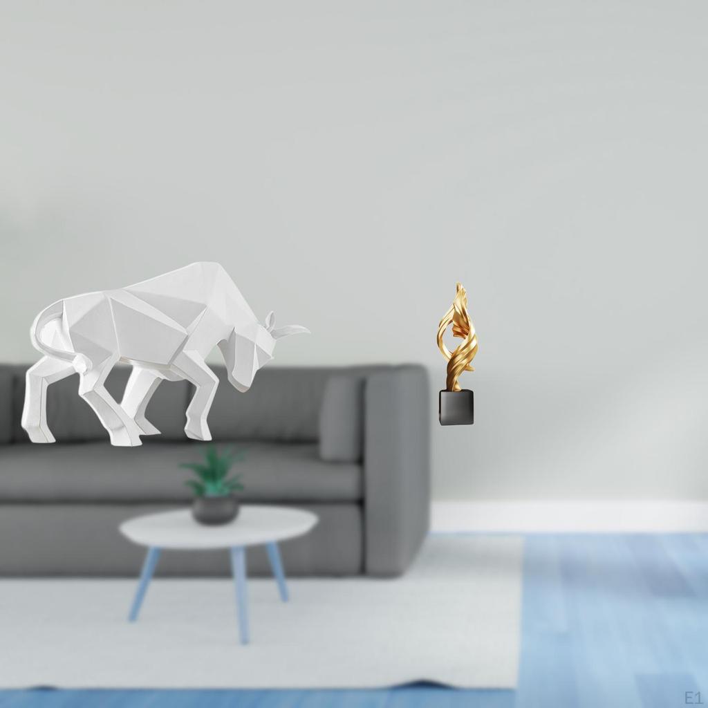 Bull Statue Ornament Lovely Collectible Modern Resin Sculpture Abstract Figurine Decorative