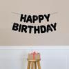 Pre-Strung Happy Birthday Black Glitter Banner, Black Birthday Party Decorations for Men, BDAY Party Backdrop Sign for Him