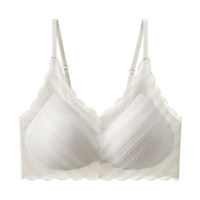 

Бесшовные бюстгальтеры для женщин, пуш-ап, нижнее белье, кружевные, бесследные, в полоску, беспроводные, глубокое V, бюстгальтер, сексуальная модная женская одежда 32/70AB белый