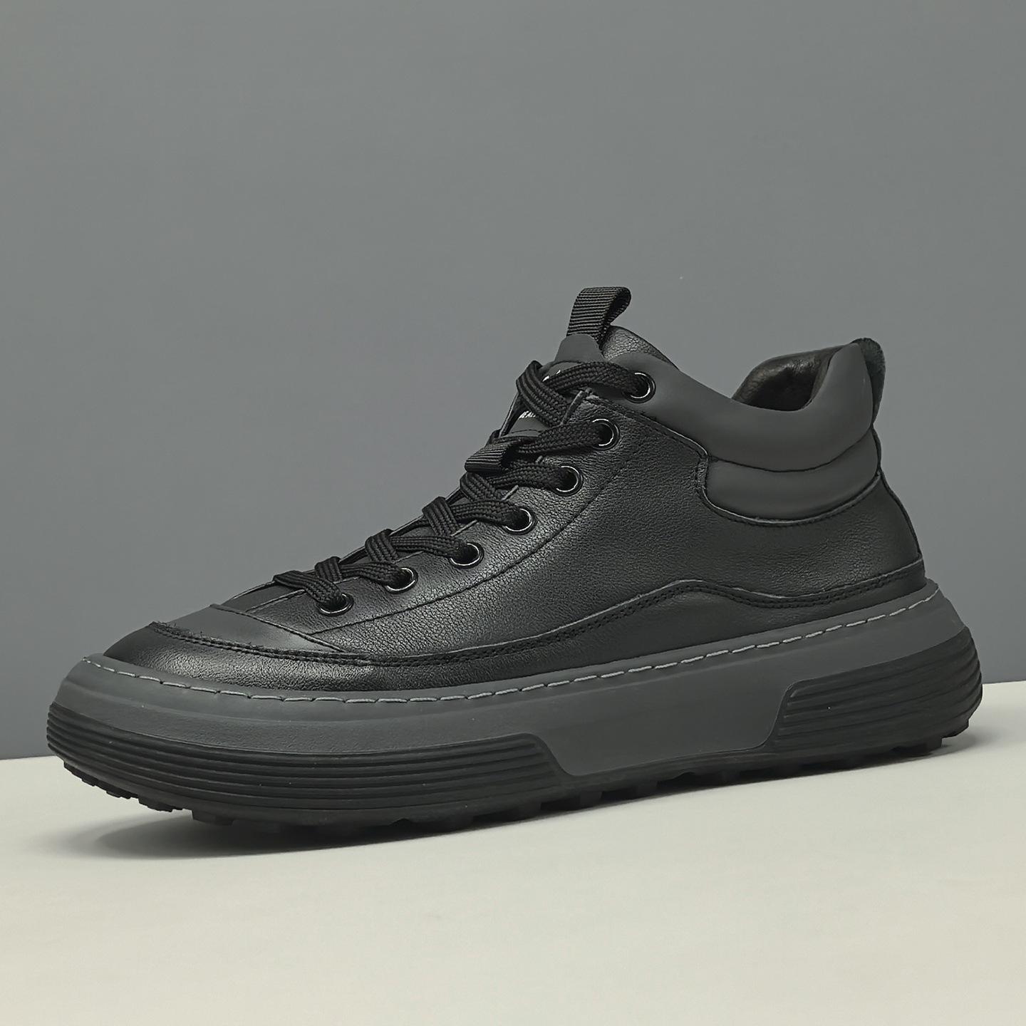 Leather crooked head casual shoes cute and ugly mango shoes autumn and winter velvet warm high-top clown shoes 38