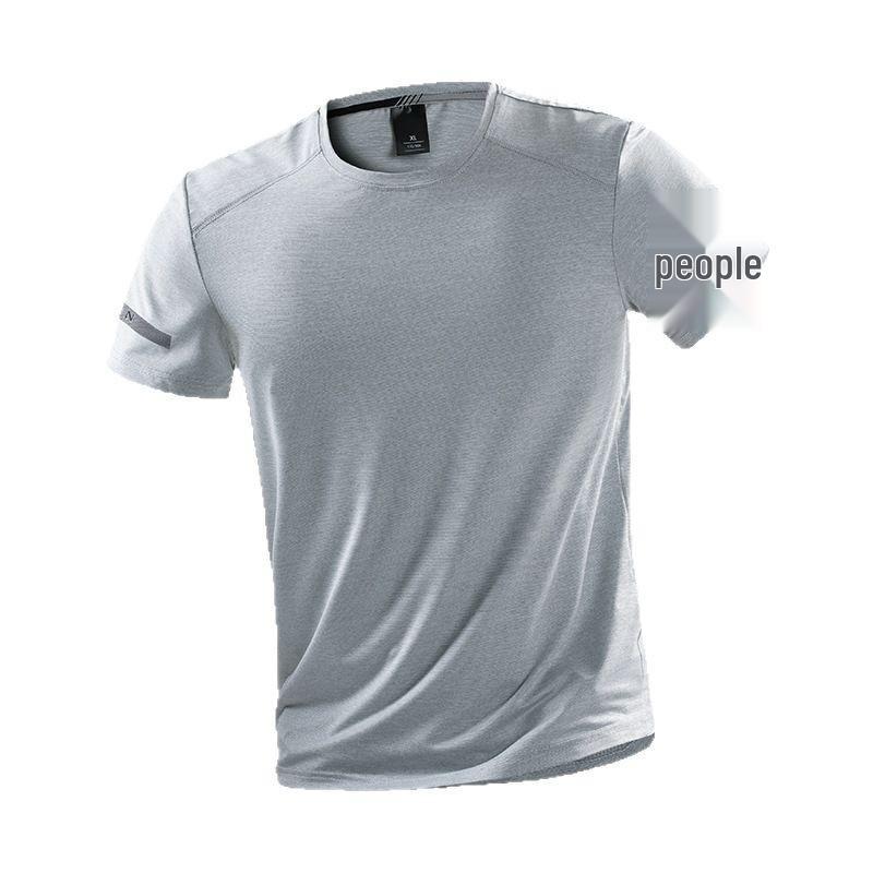 Men's Summer Ice Silk Quick-Dry Stretch Fitness T-Shirt - Breathable & Loose Fit for Running & Sports