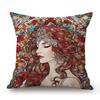 Nouveau Art Mucha Style Stained Glass Eleglant Lady Divine Witch Retro Decoration Art Sofa Pillow Case Linen Cushion Cover
