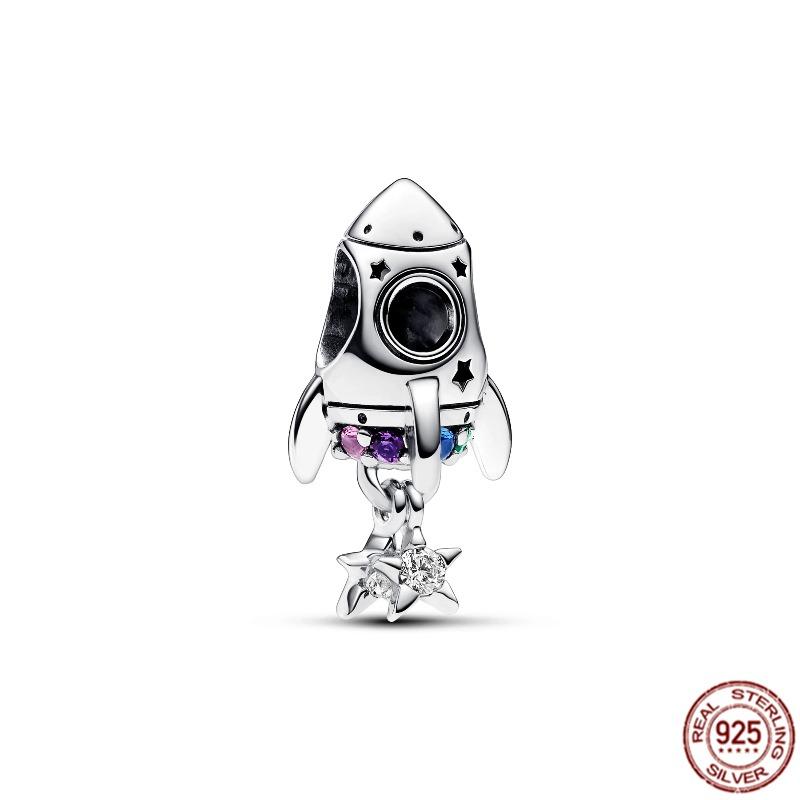 925 Silver Heart Charm Beads Full Diamond Round Rose Pendant for DIY Necklace Bracelet Jewelry Gift