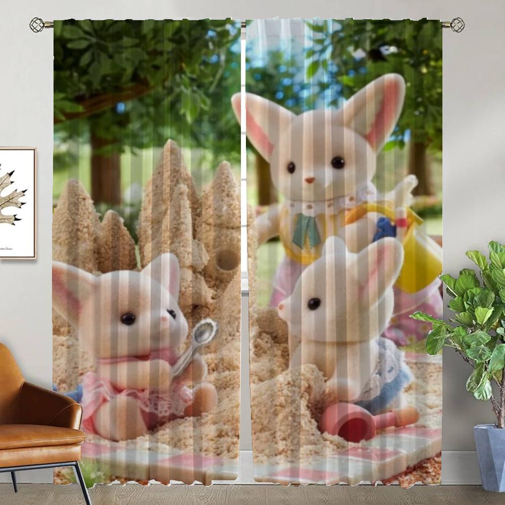 

Элегантные шторы для комнаты, 2 шт., S-Sylvanian Families, украшения на Хэллоуин, шторы для спальни, занавески для окон, перегородки W50xH70cmx2pcs-CL