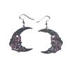 Temperament Goth Gold Color Hollowed-out Rose Flower-patterned Crescent Moon Dangle Earrings for Women Retro Charm Jewelry Gifts