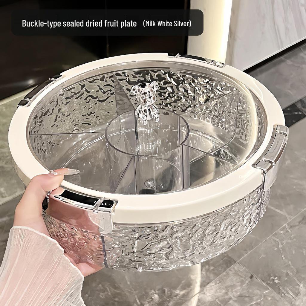 Elegant Sealed Nut and Dried Fruit Snack Tray for Coffee Tables