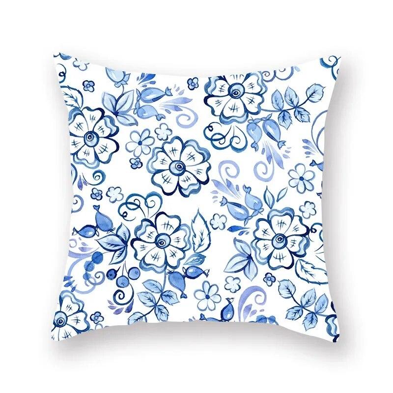 Blue Mandala Flower Geometric Print Pillowcase Living Room Sofa Bedroom Car Office Cushion Cover Home Decoration Ornament