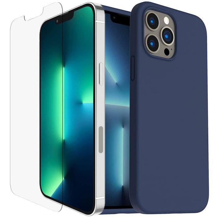 Coque de téléphone - Silicone - iPhone 13 Pro (6,1") - Bleu foncé - Slim - 2 Verres Trempés