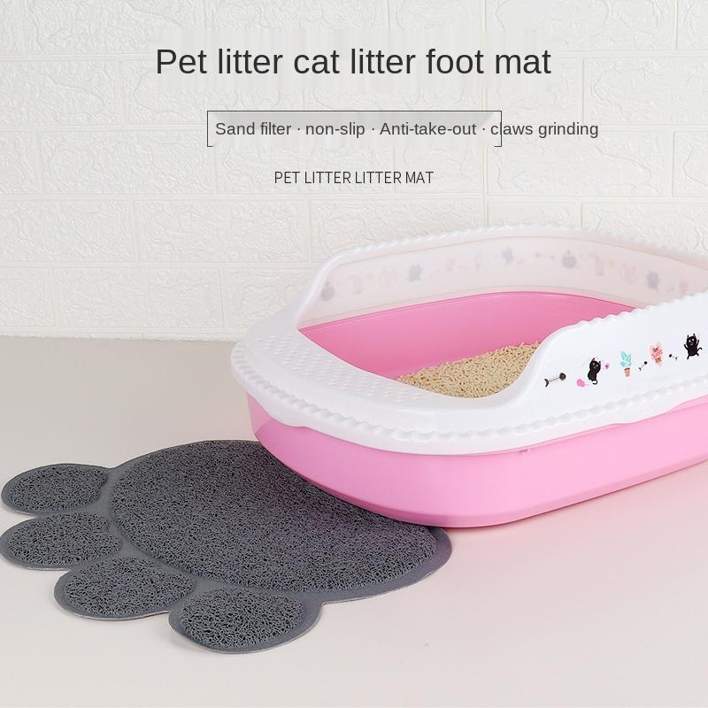 Anti-Haustier-Pfotenabdruck-Bodenmatte für Hunde und Katzen, Katzenstreumatte, Katzenstreu-Badewannenmatte, Katzenstreu-Toilette, rutschfeste Bodenmatte