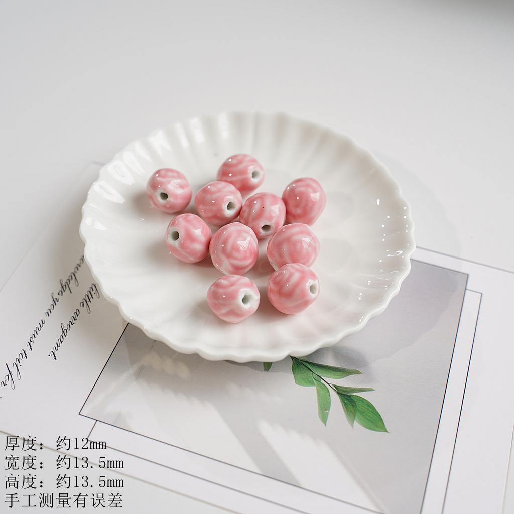 12Mm rose ball ceramic beaded accessories Jingdezhen bracelet necklace accessories DIY handmade materials wholesale high temperature