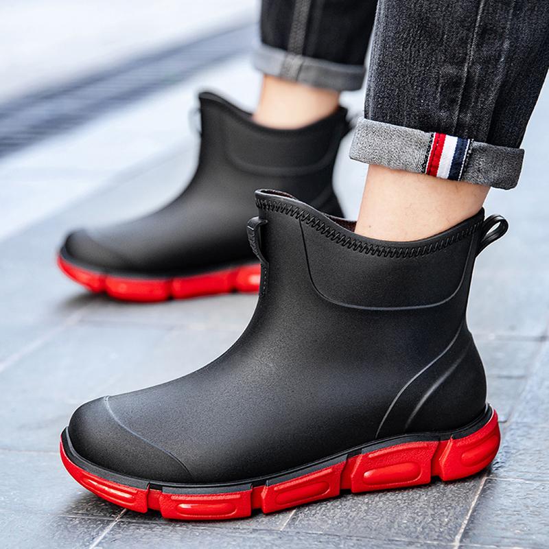Fashion New Men's Rain Boots Rubber Gumboots Mid-calf Waterproof Working Boots Comfort Non-slip Fashion Men's Rain Boots Rubber Gumboots