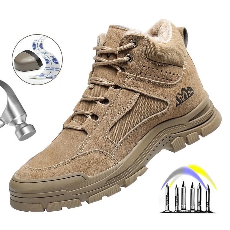 

Зимние высокие защитные ботинки. Плюшевая рабочая обувь. Противоударные и противопрокалывающие сапоги.