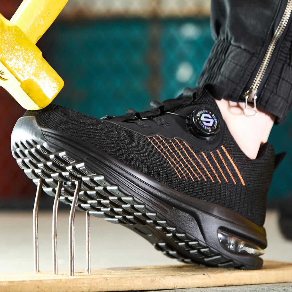 New Men's Rotary Buckle Safety Shoes Anti-Impact Anti-Piercing Lightweight Work Boots Fashion Sporty Design for Outdoor Pro