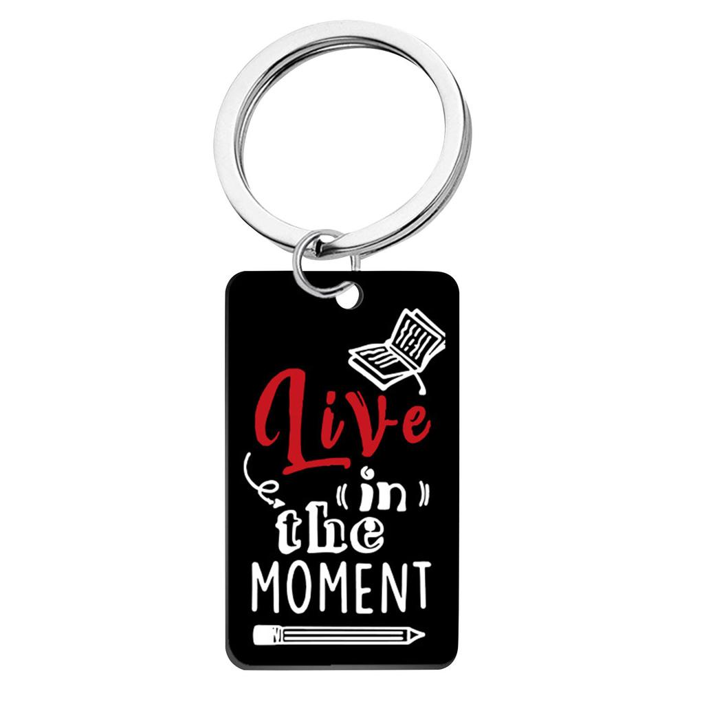 Stainless Steel Inspirational Quote Keychain There Is No Elevator To Success You Have To Take The Stairs Motivational Key Ring Durable Metal Pendant