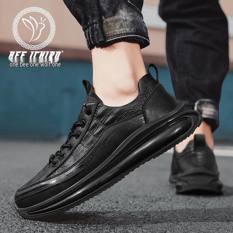 Bee Wolf British Style Men's Genuine Leather Crocodile Sneakers