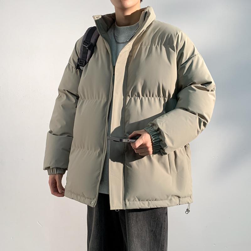 New Stand-up Collar Cotton Coat Men's Solid Color Men's Autumn and Winter Coat Couple Casual Cotton Coat Men's Top Bread Coat