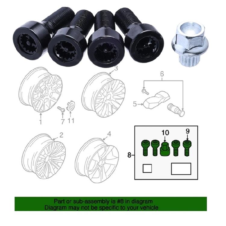 Corrosion Resistant M14x1.25 Tire Screw 36136776076 For F30 F32 F33 F34 F36 F45 F48 F55 F56 F57 F60 R54 R55 R56 R57 R58