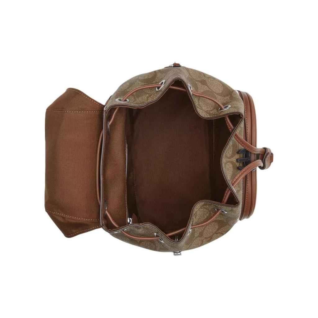 Coach Pace 22 Classic Monogram Coated Canvas And Refined Calfskin Backpack Women Backpack Khaki Saddle CR130-SVWQ3