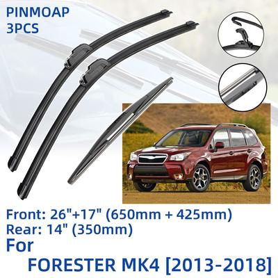 3PCS For Subaru FORESTER MK4 2013-2018 26" 17" 14" Front Rear Wiper Blades Windshield Windscreen Window Cutter Accessories 2014 2015 2016 2017 2018