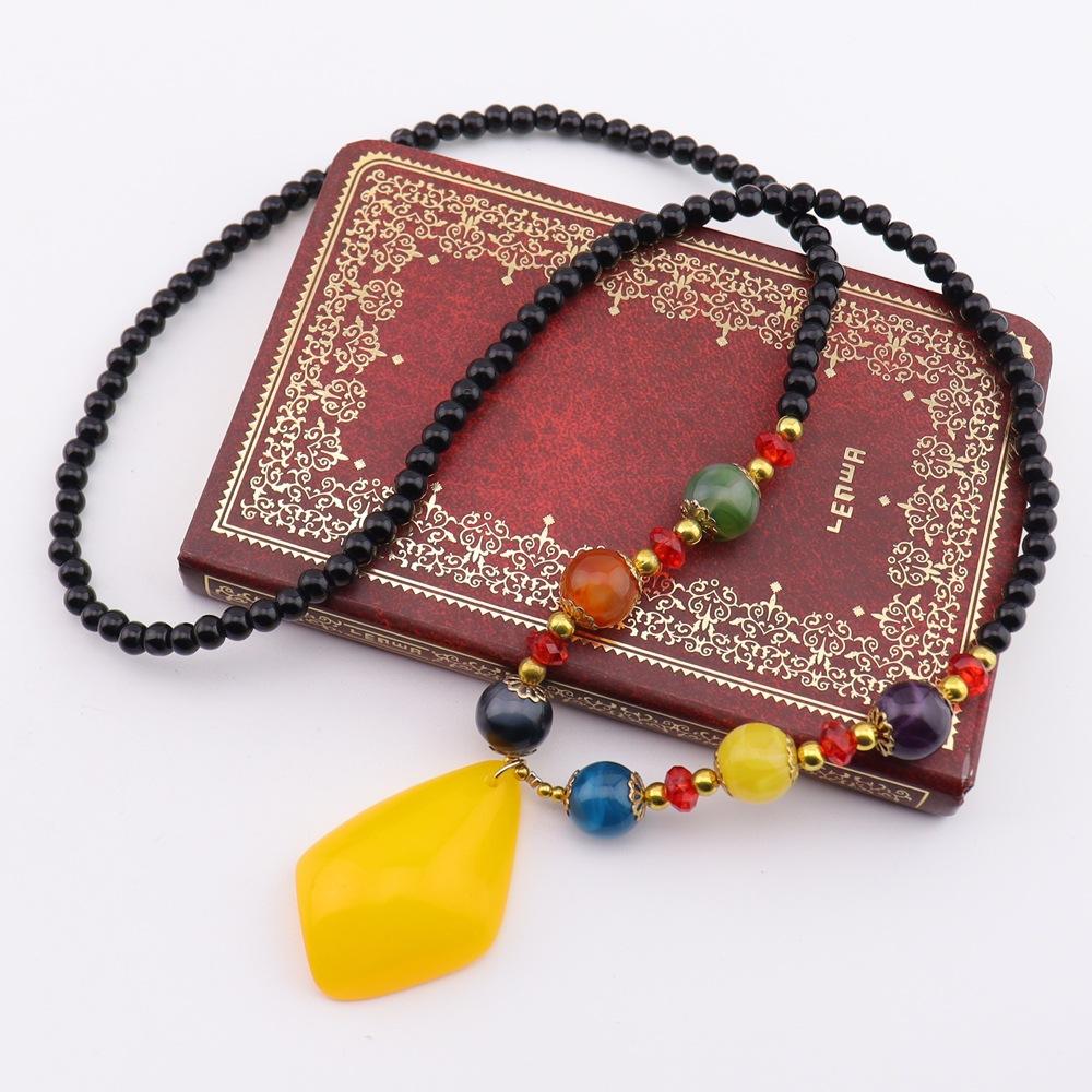 

Ethnic Style Light Luxury Long Sweater Chain Retro Style Imitation Beeswax Water Drop Necklace Internet Celebrity Premium Accessories N775