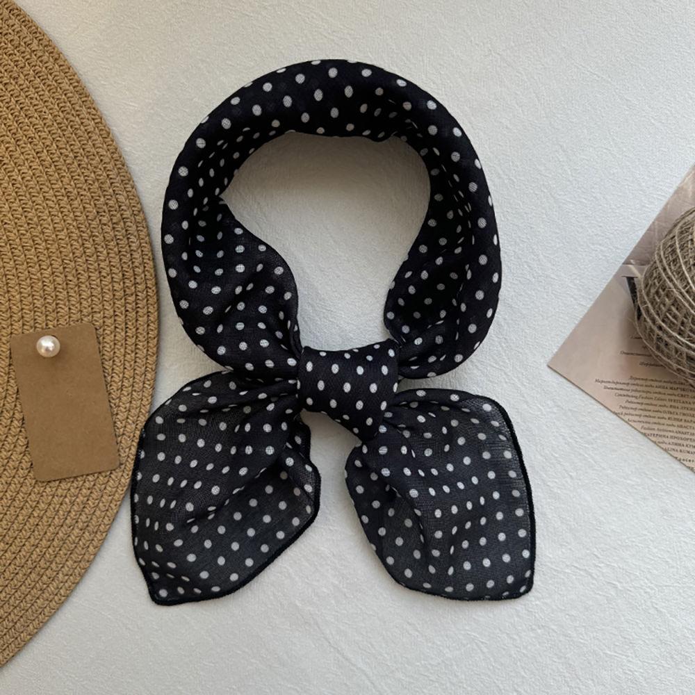 Japanese Casual Literary Square Scarf: Women's Small Polka Dot Design Travel Decor Accessory Thin Scarf/Headscarf Stylish Necktie