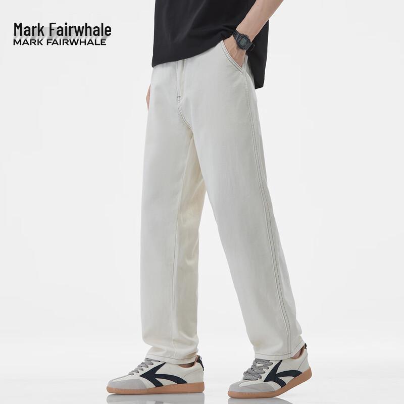 Mark Fairwhale Men's White Straight Loose Jeans