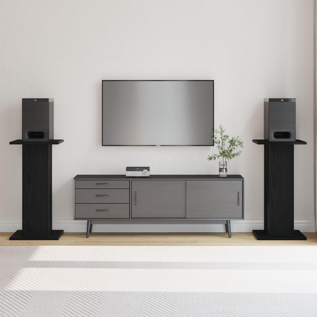 Minimalist Square Modern Living Room Speaker Stand, Set of 2, Display Stand, Black,