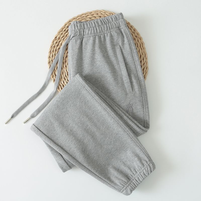 

Хлопковые спортивные брюки женские 2024 новые весенне-осенние спортивные штаны на резинке женские весенне-осенние серые осенне-зимние на флисе женские брюки Light gray Fleece-lined XL Size Cropped Pants