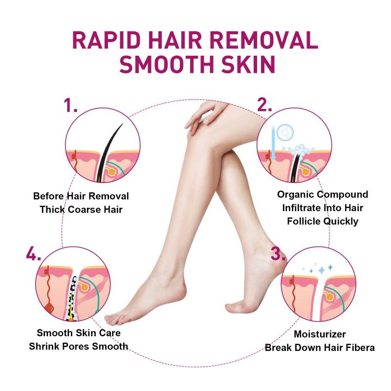 Crème dépilatoire avec 100 ml, douce et non irritante, rend la peau sous les bras, les aisselles et les jambes plus lisse et plus blanche.