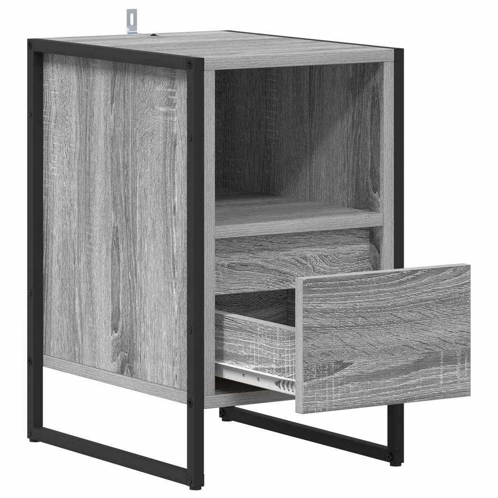 Nightstand Sonoma Grey 39.5 x 30 x 50 cm Engineered Wood