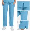 Women's Short Sleeved Color Round Neck Pocket Top Pants Work Clothes Two Piece Set