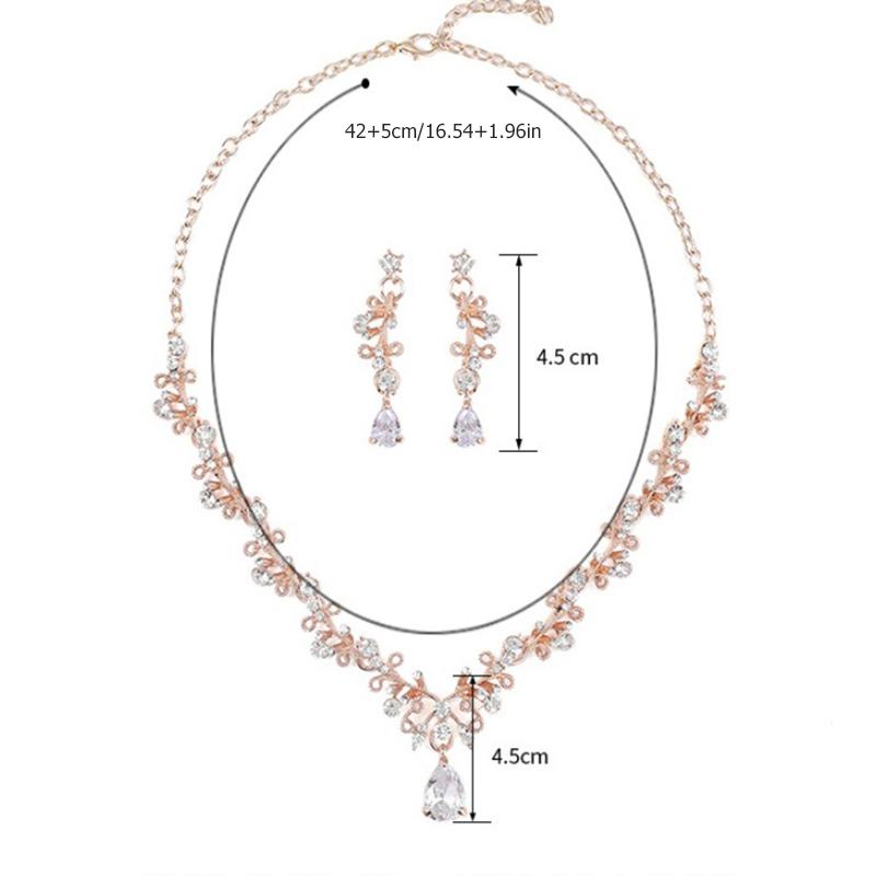 3pcs Exquisite Fashion European and American Light Luxury Bridal Necklace Earring Set Party Banquet Dress Wedding Accessories