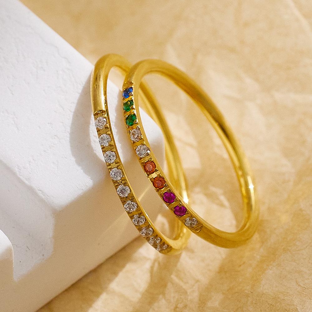 Hot-selling Thin-ring Colored Zirconium White Zirconium Simple Rings Fashionable Stacked Diamond Rings