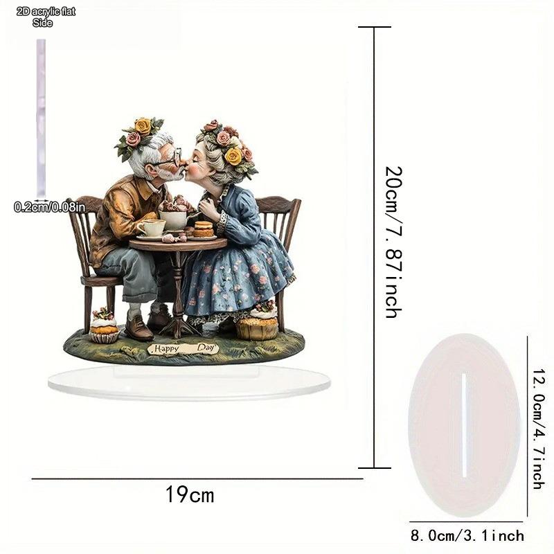 Wedding Anniversary Cake Topper Gifts for Anniversary Cake Decorating Wedding - 2D Flat Acrylic Desktop Ornament, Wall Decor Art
