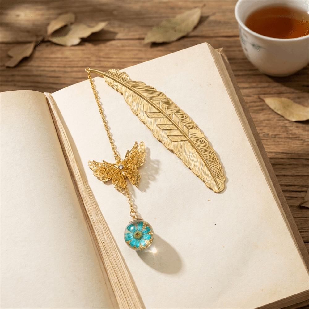 Butterfly Eternal Flower Bookmark Multi-Color Chinese Style Page Marker Feather Bookmark Student
