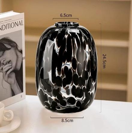 Big bellied round glass vase Original color snowflake water nurturing hanging clock flower vase home floor decor glass ornament