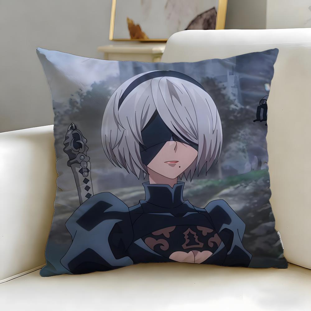 Fashion NNieRAutomataing Cushion Cover Stylish Washable Pillow Cover Ideal for Couch Bedroom Car Decoration