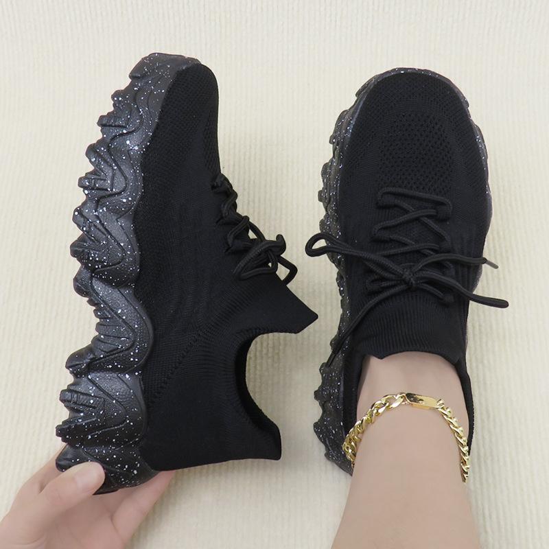 Breathable Lace-up Fly-woven Socks Shoes Casual Sports Shoes Outdoor Platform Shoes