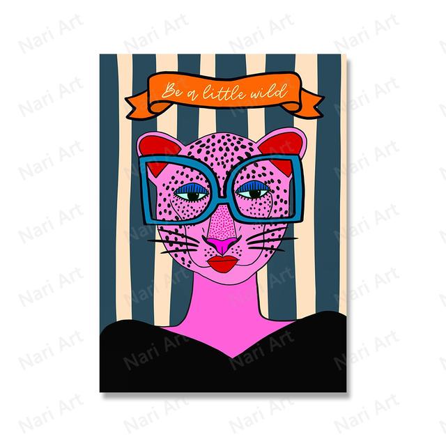 Flower Girl Abstract Leopard Feminist Wall Art Canvas Painting Printing Nordic Poster Booties But