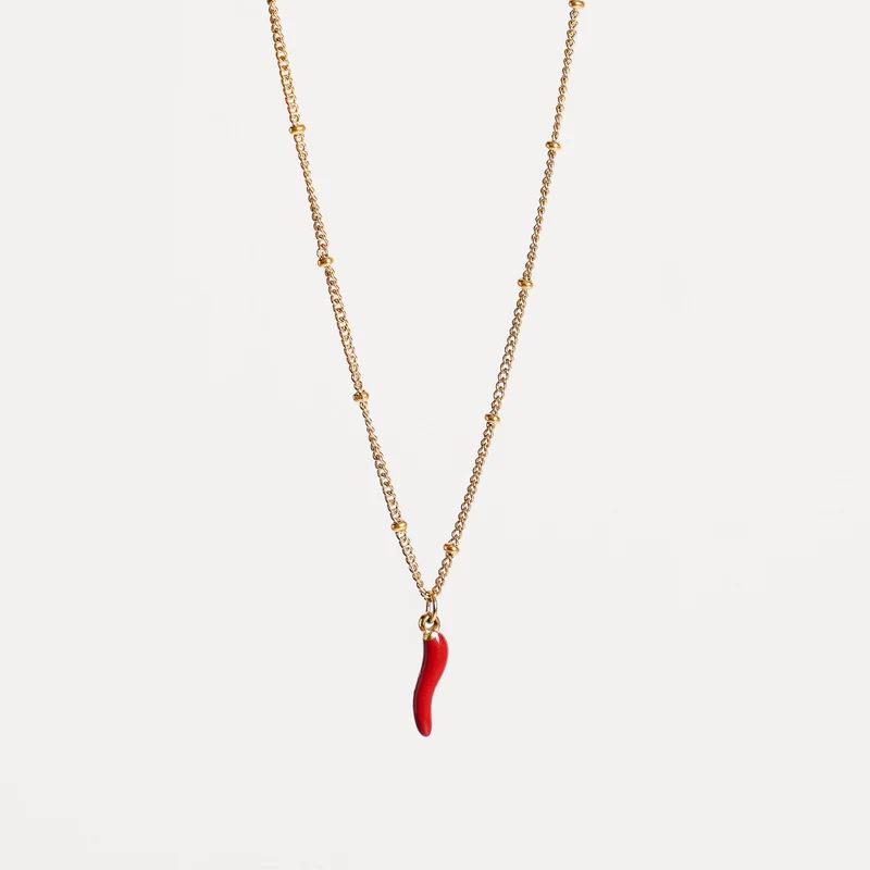 Colorful Enamel Chili Pendant Necklace with Stainless Steel Chain