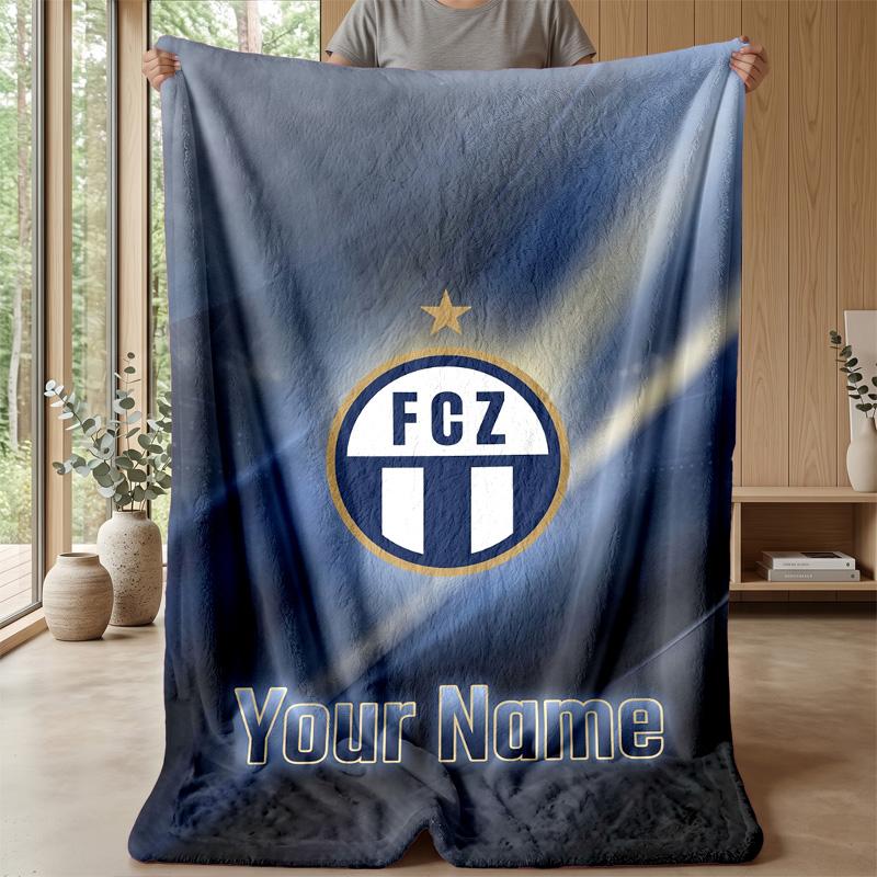 Personalisierbare Flanell-Kuscheldecke, Leichte Gemütliche Bett-Sofadecke FC Zürich