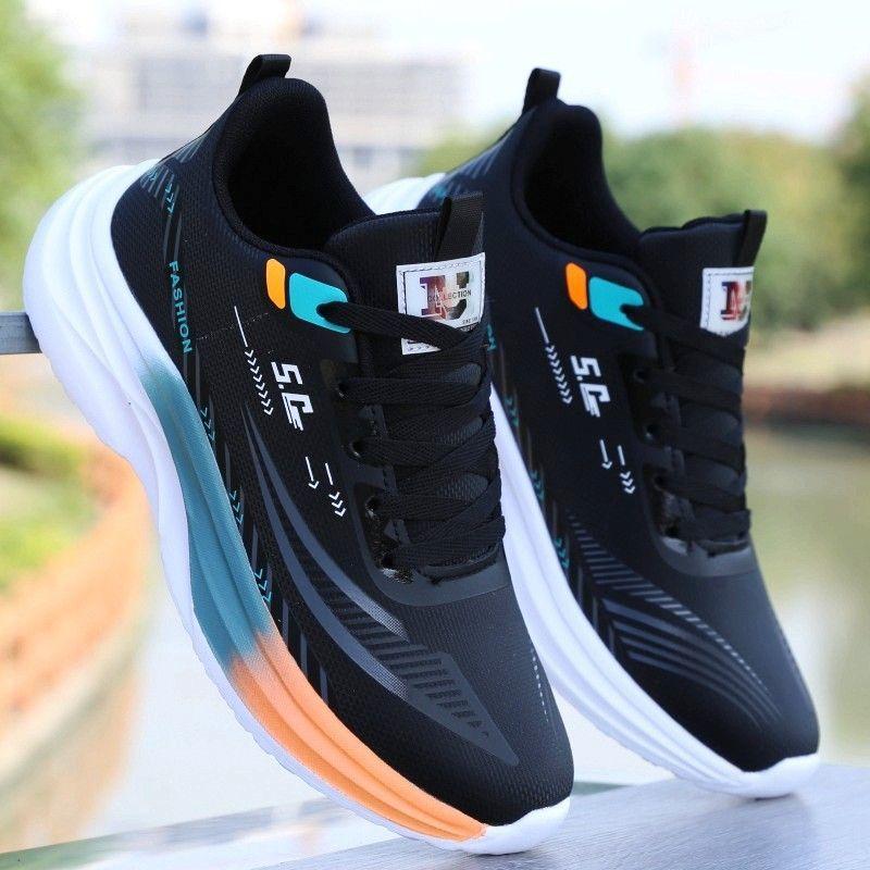 Running Shoes Men's Spring Shock-absorbing Sports Shoes Ultra-lightweight Student Running Shoes Leather Upper Teen Couple Shoes