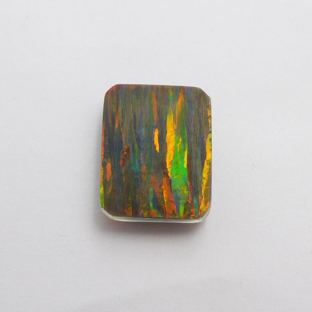 Lab Created Doublet Opal 7.55 Ct Emerald Cut Stunning Certified Loose Gemstone